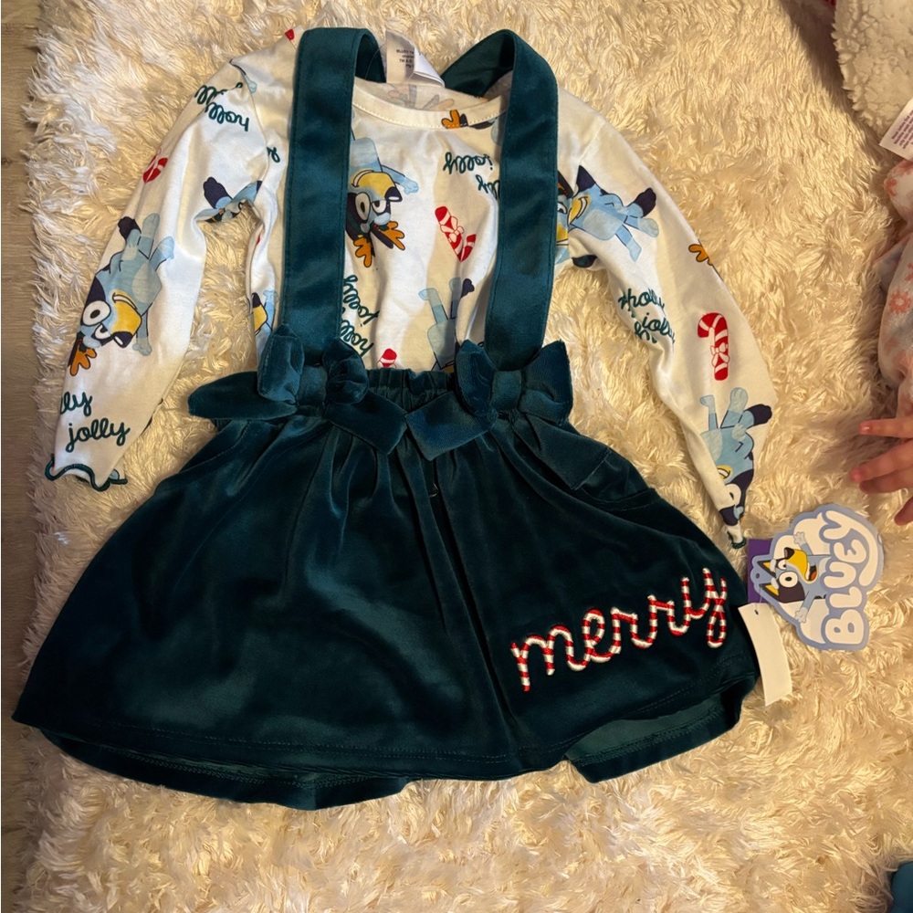 Teal Velvet Suspender Skirt